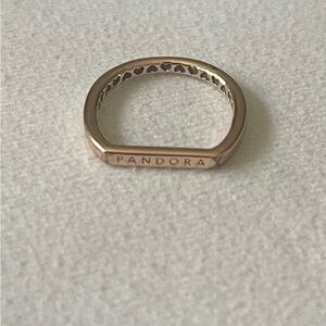 Pandora logo bar stacking ring - rose gold size 48 or 4.5